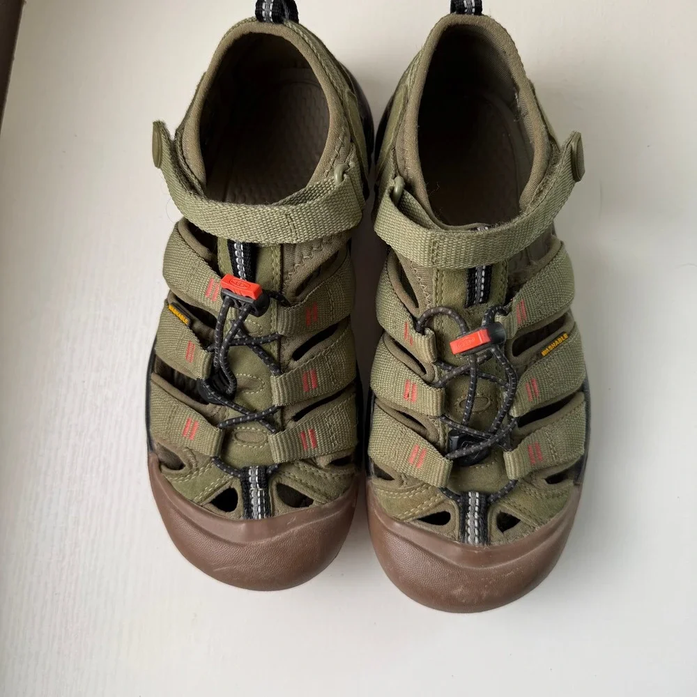 KEEN Newport H2 Kid's Sandals Size 5 Olive Green Orange Outdoor Water Shoe